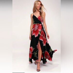 Lulu’s XL black floral wrap dress